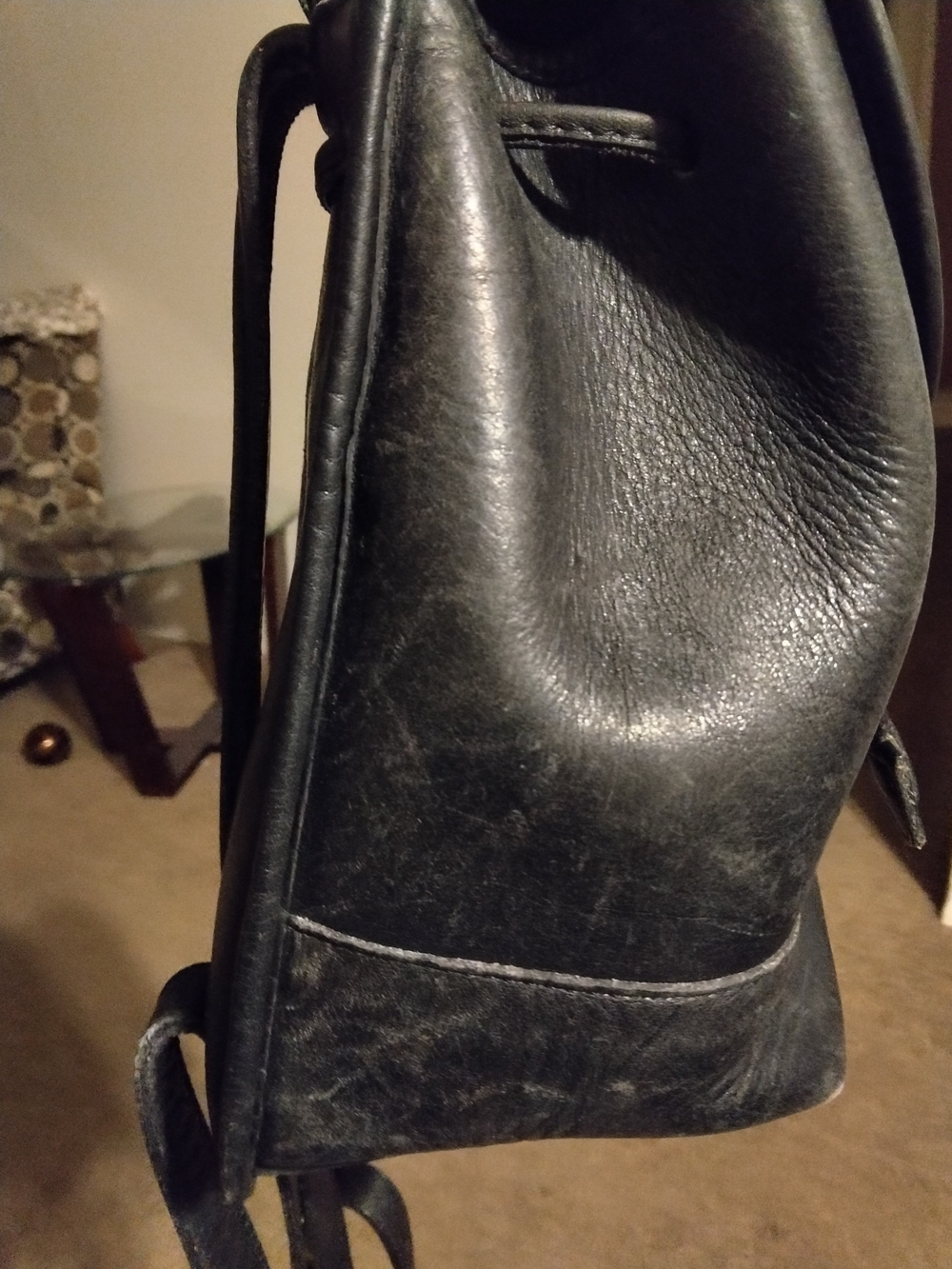 Vintage Coach Black Leather #9960 Dayback with Gold Turn-Lock - Picture 3 of 6